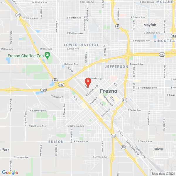 California Jumping of Fresno location map: 1636 H St, Fresno, CA 93721, United States, Fresno, California